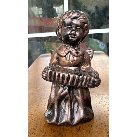 VTG Porcelain Angel Figurines Set of 2 Antique Look Bronze Finish Midwestern Hom - Picture 4 of 12